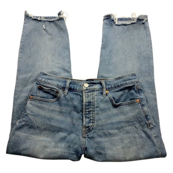 Gap Denim Cheeky Straight 4/27P  Medium Wash Stretch Button Fly Destroyed Hems - Picture 1 of 9